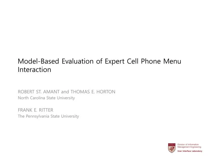 model based evaluation of expert cell phone menu interaction