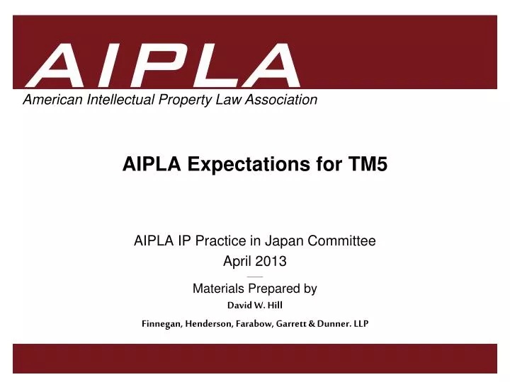 aipla expectations for tm5
