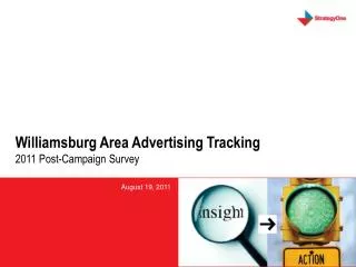 Williamsburg Area Advertising Tracking 2011 Post-Campaign Survey