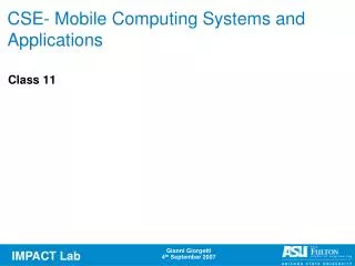 CSE- Mobile Computing Systems and Applications
