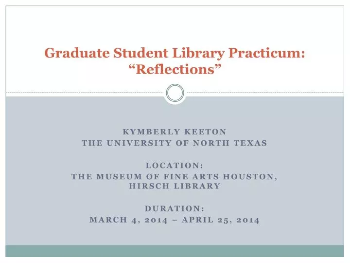 graduate student library practicum reflections