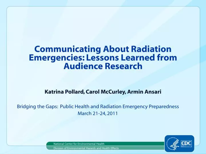 communicating about radiation emergencies lessons learned from audience research