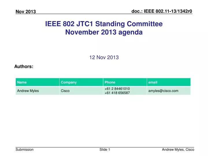 ieee 802 jtc1 standing committee november 2013 agenda