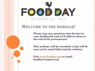 Welcome to the webinar!