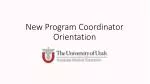 New Program Coordinator Orientation
