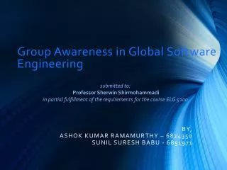 Group Awareness in Global Software Engineering