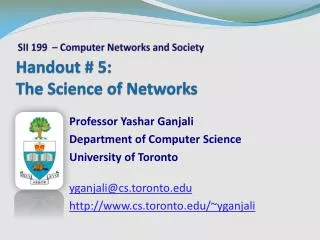 Handout # 5: The Science of Networks