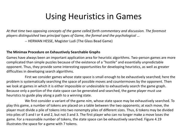 using heuristics in games