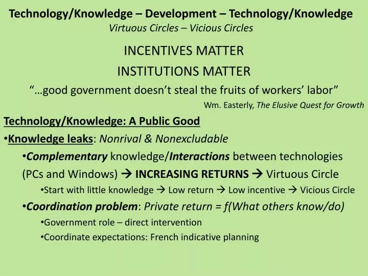 technology knowledge development technology knowledge virtuous circles vicious circles