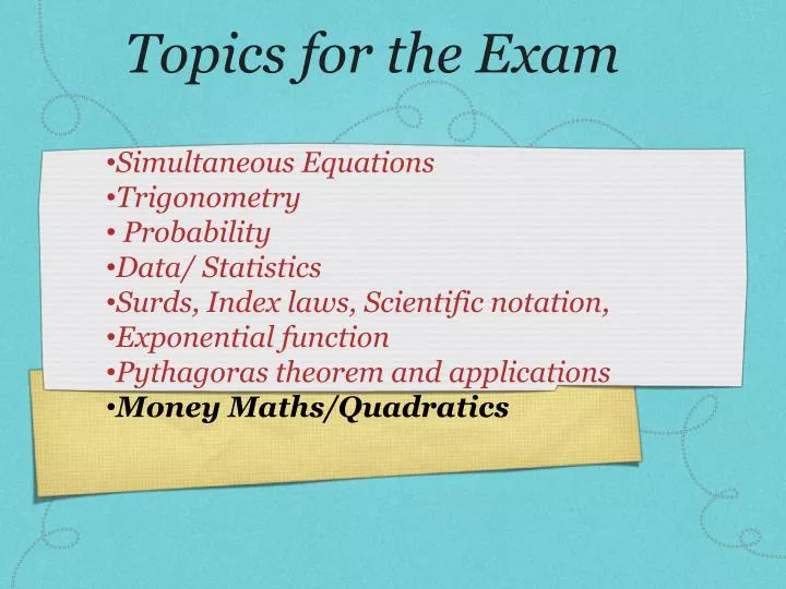 topics for the exam