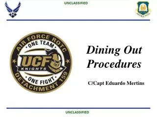 Dining Out Procedures C/ Capt Eduardo Mertins