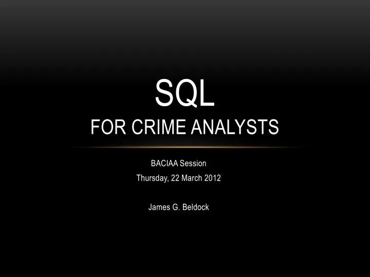 sql for crime analysts