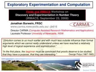 Exploratory Experimentation and Computation