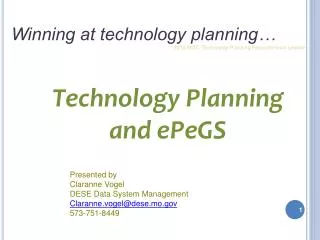 Technology Planning and ePeGS