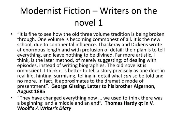 modernist fiction writers on the novel 1