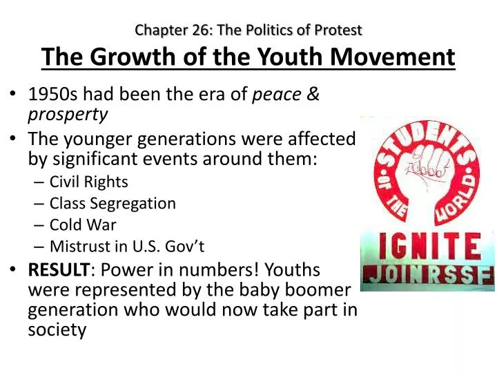 chapter 26 the politics of protest the growth of the youth movement