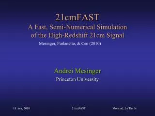 21cmFAST A Fast, Semi-Numerical Simulation of the High-Redshift 21cm Signal