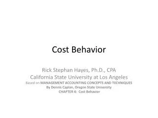 Cost Behavior