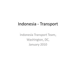 Indonesia - Transport