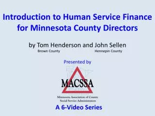 Introduction to Human Service Finance for Minnesota County Directors