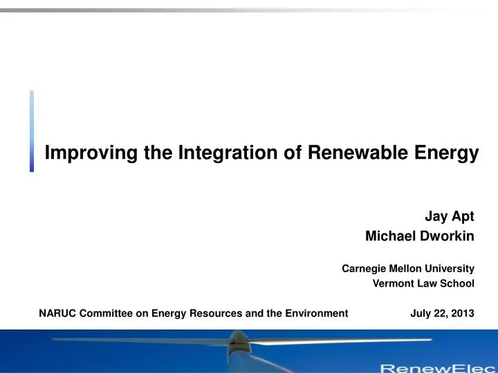 improving the integration of renewable energy