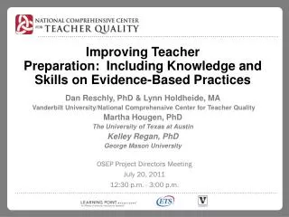 Improving Teacher Preparation: Including Knowledge and Skills on Evidence-Based Practices