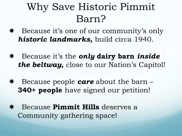 why save historic pimmit barn