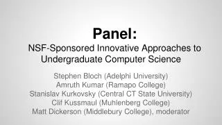 Panel: NSF-Sponsored Innovative Approaches to Undergraduate Computer Science