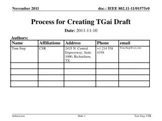 Process for Creating TGai Draft