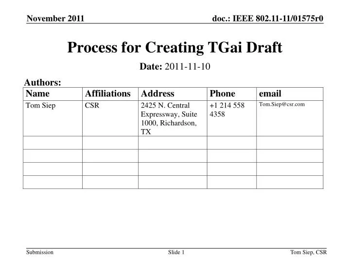 process for creating tgai draft