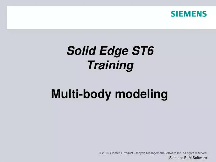 solid edge st6 training multi body modeling