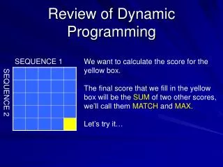 Review of Dynamic Programming