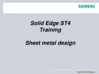 Solid Edge ST4 Training Sheet metal design