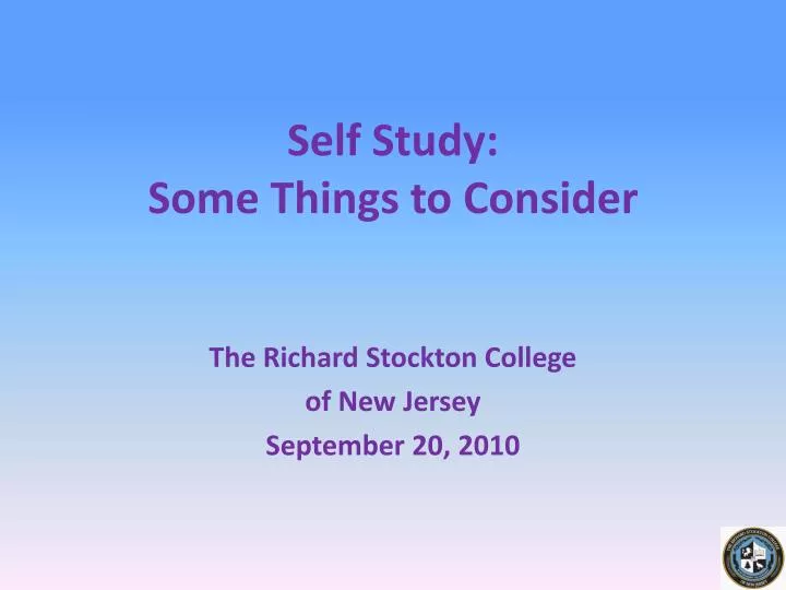 self study some things to consider