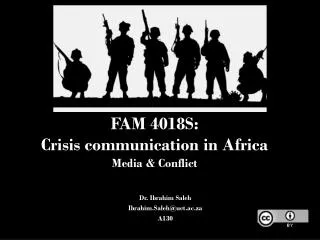 FAM 4018S: Crisis communication in Africa Media &amp; Conflict