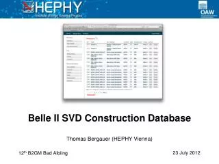 Belle II SVD Construction Database