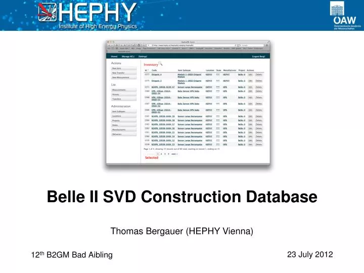 belle ii svd construction database