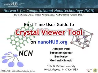 First Time User Guide to Crystal Viewer Tool on nanoHUB.org