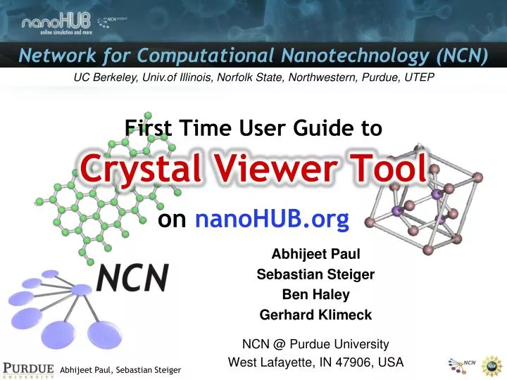 first time user guide to crystal viewer tool on nanohub org