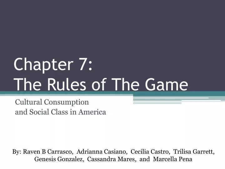 chapter 7 the rules of the game