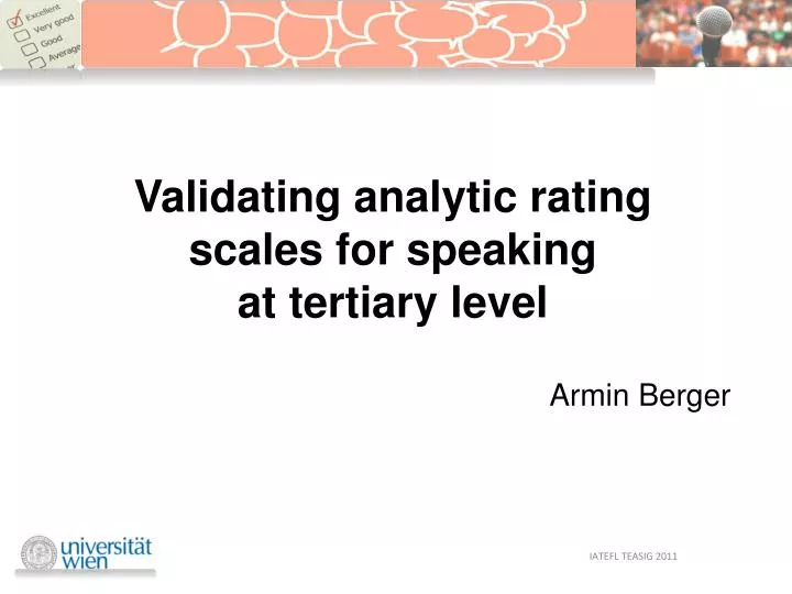 validating analytic rating scales for speaking at tertiary level