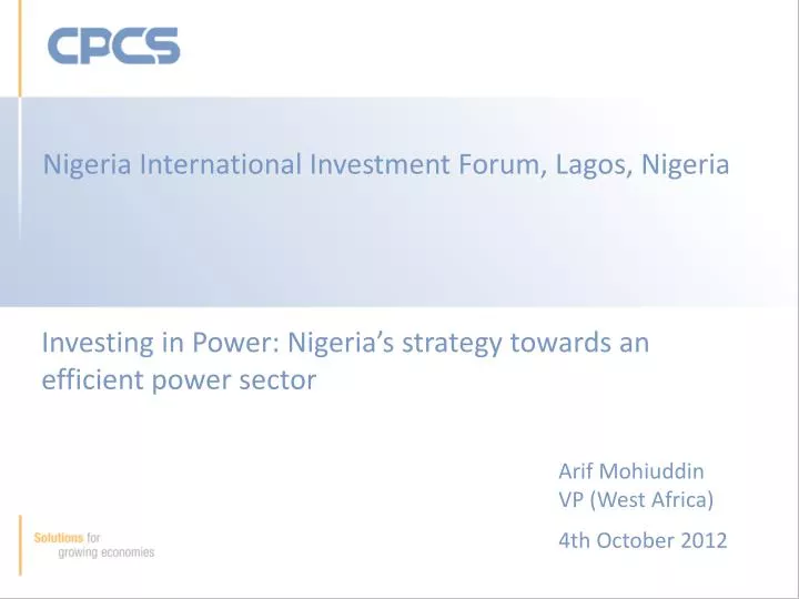 investing in power nigeria s strategy towards an efficient power sector