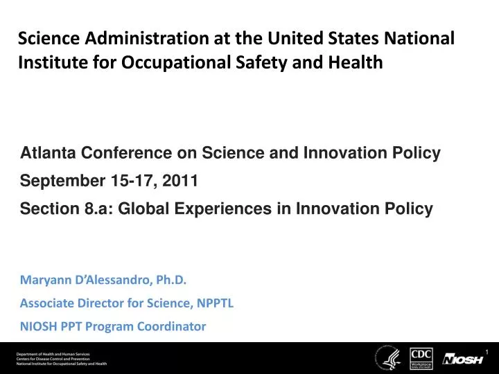 science administration at the united states national institute for occupational safety and health