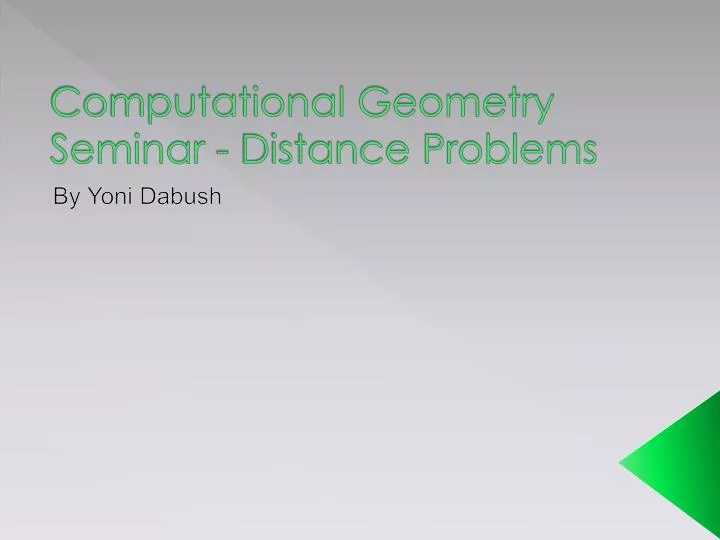 computational geometry seminar distance problems
