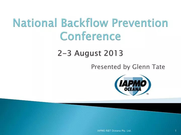 national backflow prevention conference 2 3 august 2013