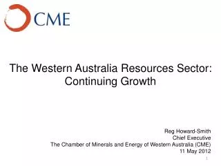 The Western Australia Resources Sector: Continuing Growth