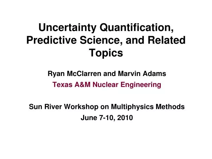 uncertainty quantification predictive science and related topics