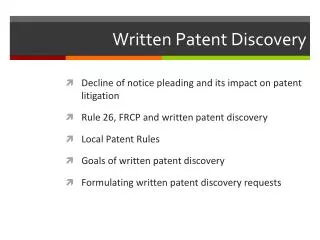 Written Patent Discovery