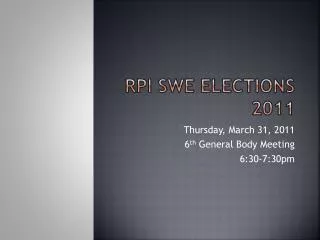 RPI SWE Elections 2011