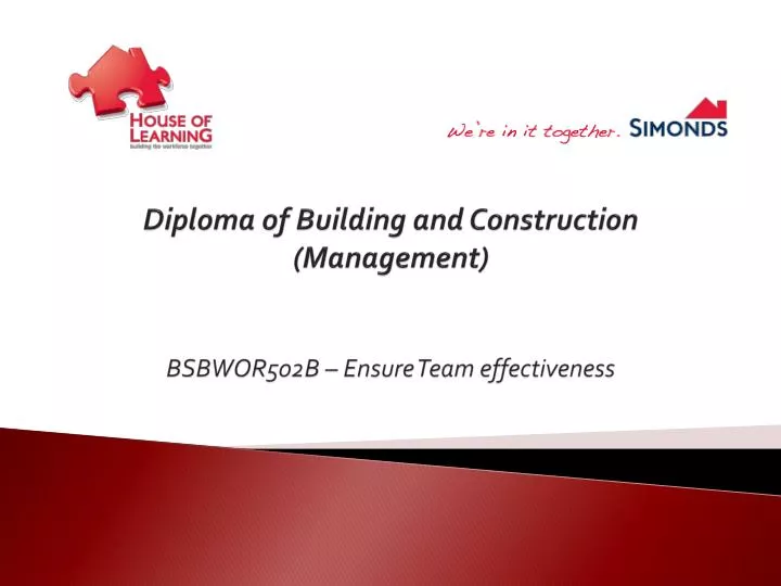 diploma of building and construction management bsbwor502b ensure team effectiveness